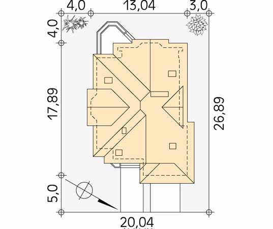 Projekt domu Sasanka - usytuowanie na działce