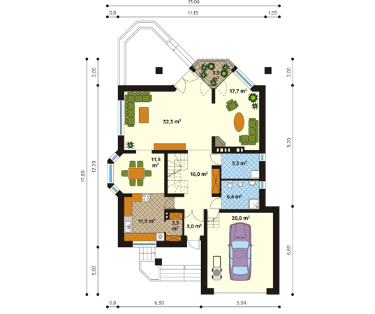 Projekt domu Sasanka 2 - rzut parteru