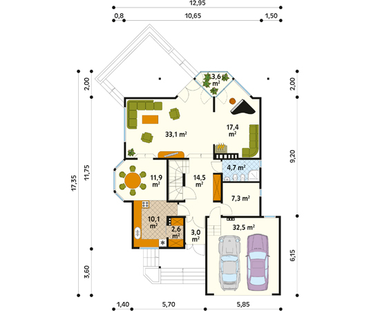 Projekt domu Sasanka dr-ST - rzut parteru
