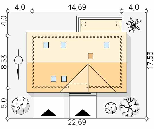 Projekt domu Sekwana - usytuowanie na działce