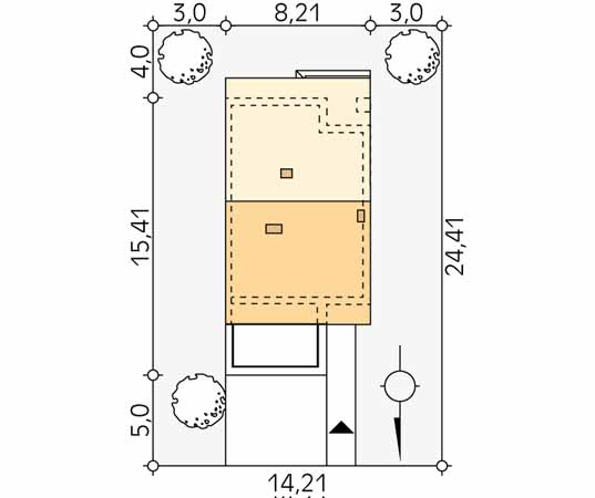 Projekt domu Sekwoja W2 - usytuowanie na działce
