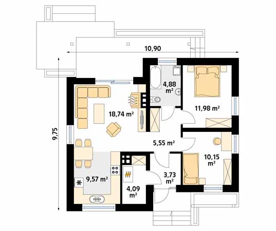 Projekt domu Sepia - rzut parteru
