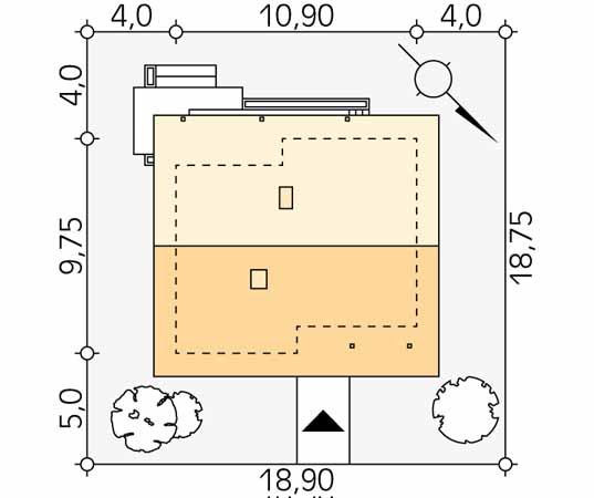 Projekt domu Sepia - usytuowanie na działce