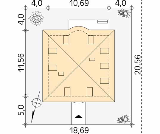 Projekt domu Skowronek - usytuowanie na działce