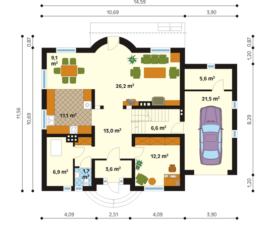 Projekt domu Skowronek 2 - rzut parteru