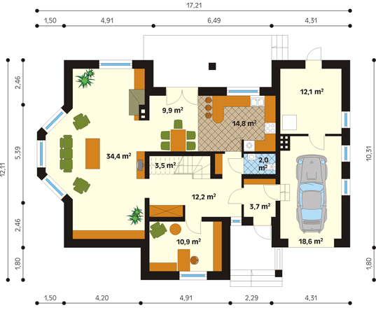 Projekt domu Skrzypek - rzut parteru