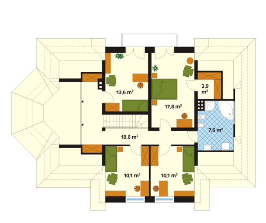 Projekt domu Skrzypek - rzut poddasza