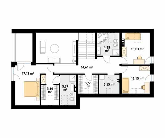 Projekt domu Słoneczny - rzut poddasza