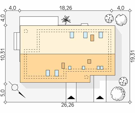 Projekt domu Słoneczny - usytuowanie na działce