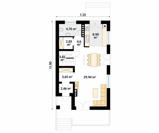 Projekt domu Słonka - rzut parteru