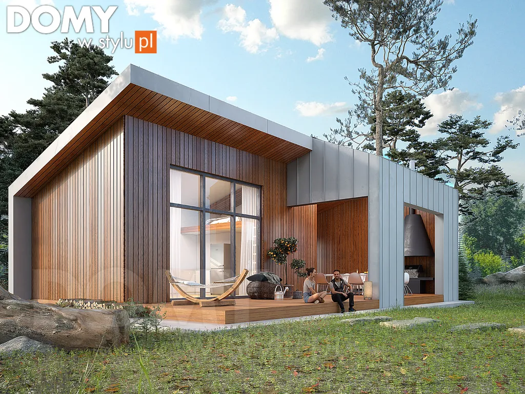 Nowoczesny projekt domu letniskowego drewnianego Śmiałek dr-S - wizualizacja frontowa