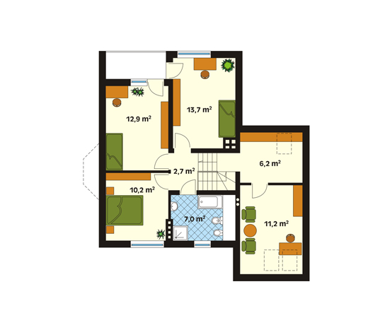 Projekt domu Śnieżynka - rzut poddasza