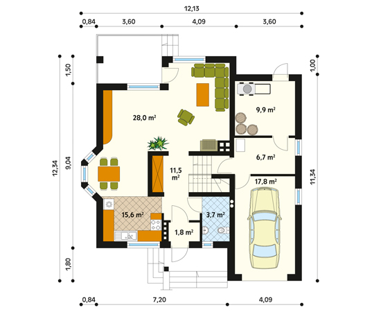 Projekt domu Śnieżynka 2 - rzut parteru