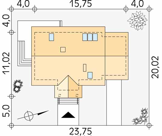 Projekt domu Sójka - usytuowanie na działce