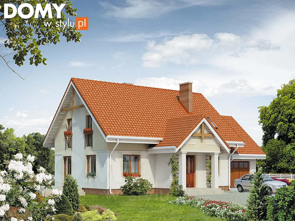 Projekt domu z poddaszem Sójka - wizualizacja frontowa