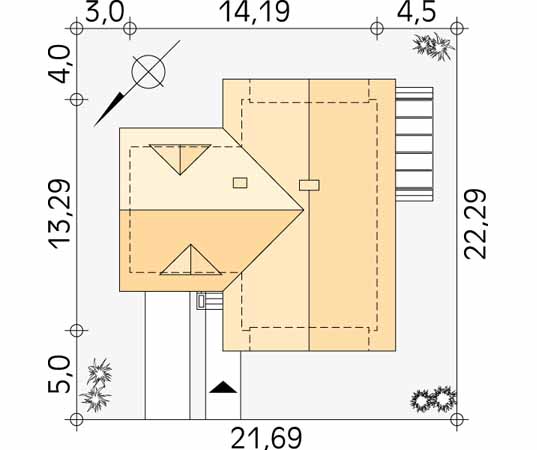 Projekt domu Sokół 2 - usytuowanie na działce
