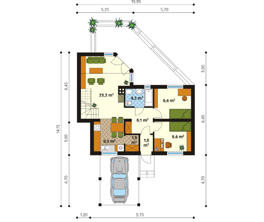 Projekt domu Solo - rzut parteru