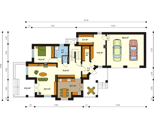 Projekt domu Sonet - rzut parteru