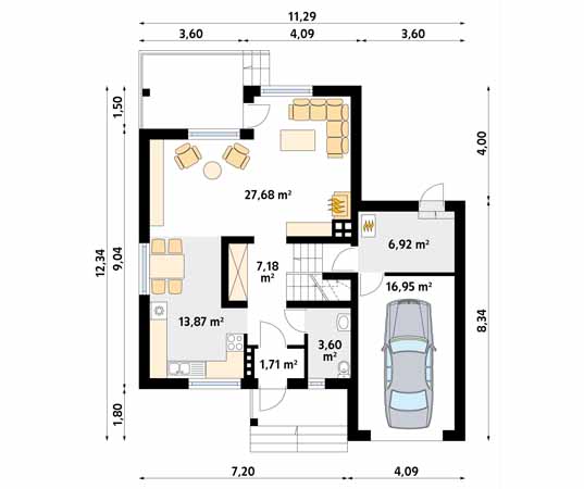 Projekt domu Sopran 2 - rzut parteru