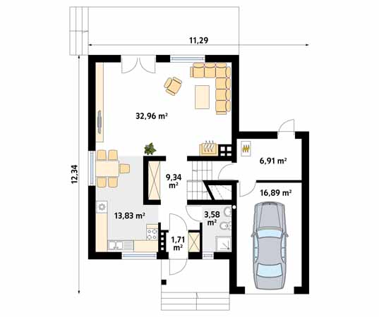 Projekt domu Sopran 4 - rzut parteru