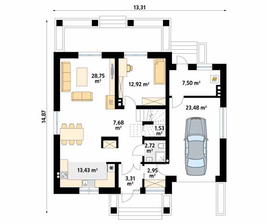 Projekt domu Sopran 8 - rzut parteru