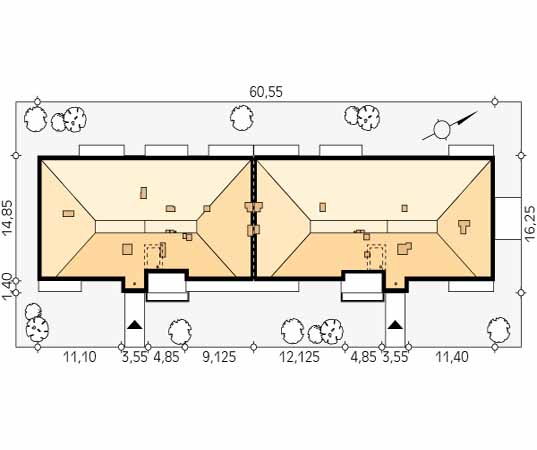 Projekt domu Spokojny - usytuowanie na działce