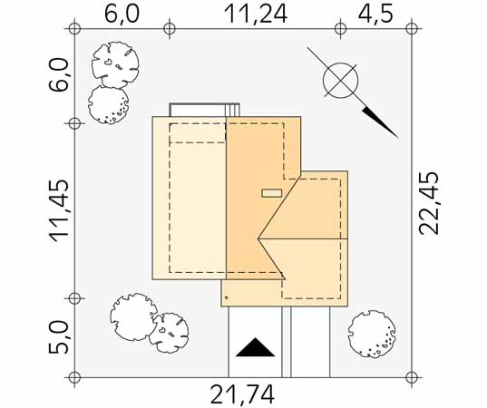 Projekt domu Stokrotka 2 dr-S - usytuowanie na działce