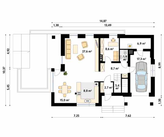 Projekt domu Storczyk - rzut parteru