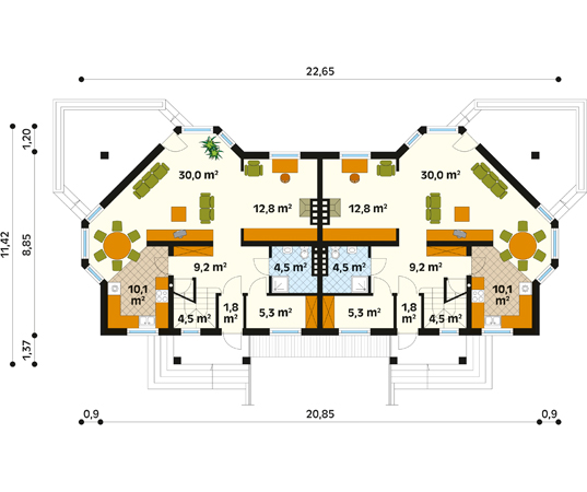 Projekt domu Suita - rzut parteru