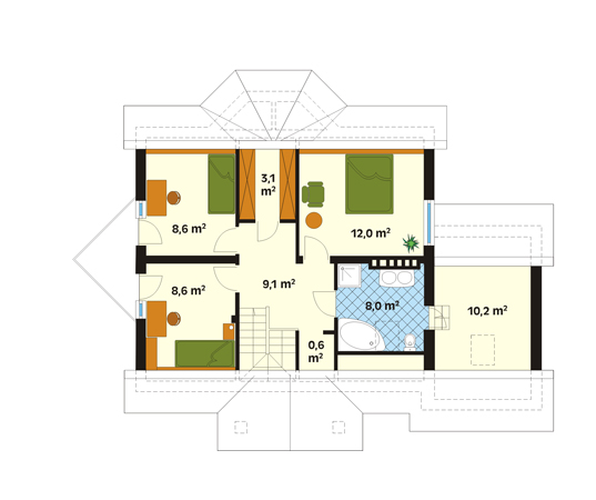 Projekt domu Symfonia 2 - rzut poddasza