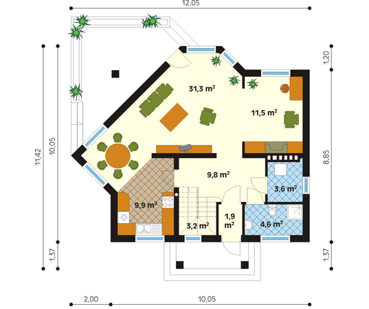 Projekt domu Symfonia 3 - rzut parteru