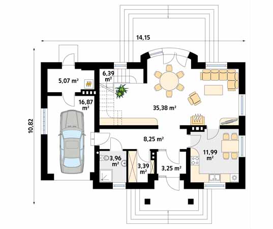 Projekt domu Szafran - rzut parteru
