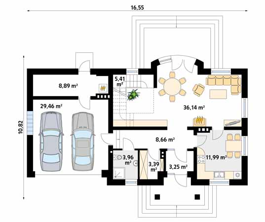 Projekt domu Szafran 3 - rzut parteru