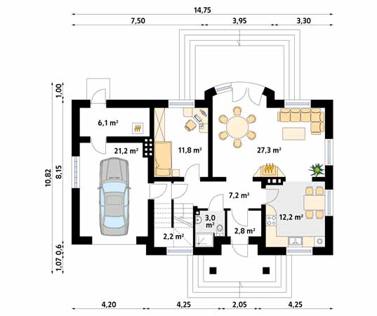 Projekt domu Szafran 4 - rzut parteru