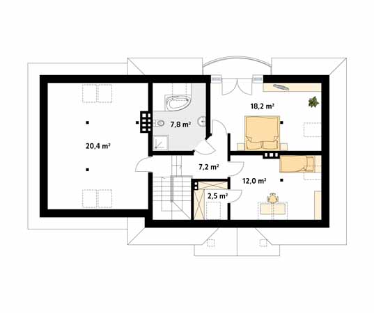 Projekt domu Szafran 5 - rzut poddasza
