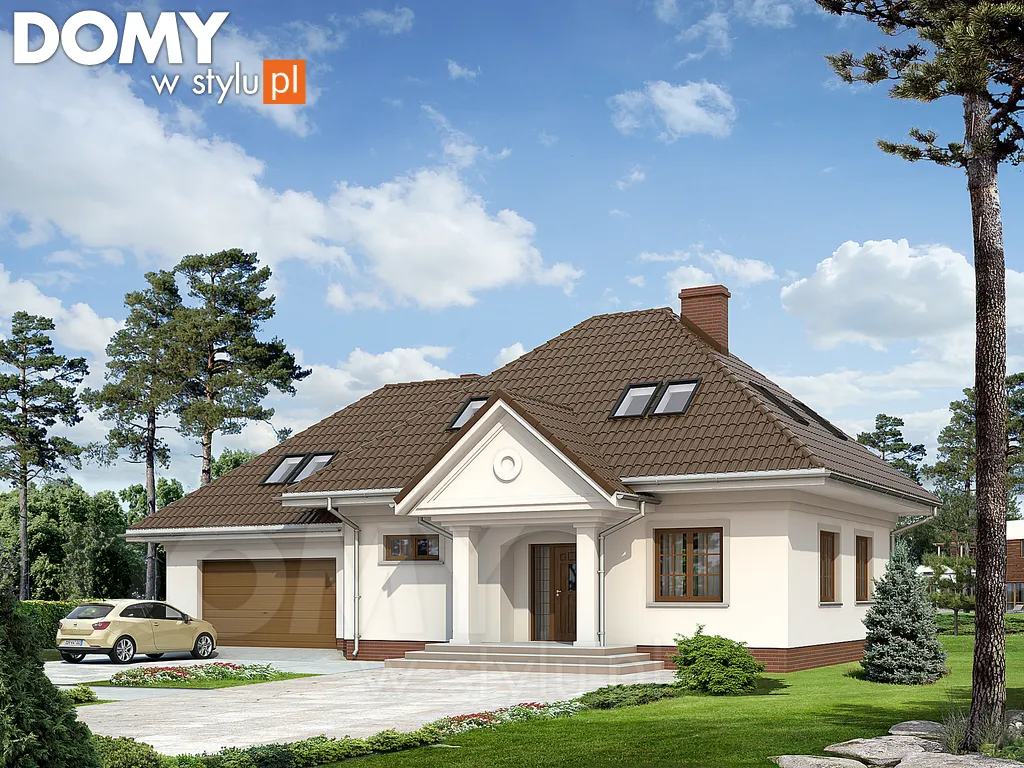 Projekt domu z poddaszem Szafran 5 - wizualizacja frontowa