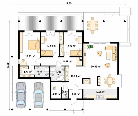 Projekt domu Szkwał - rzut parteru