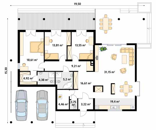 Projekt domu Szkwał 2 - rzut parteru