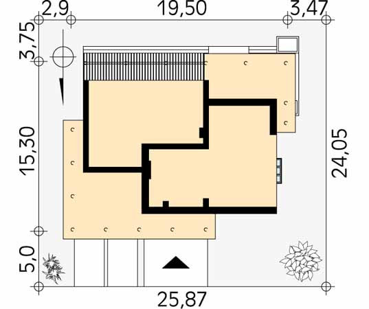 Projekt domu Szkwał 2 - usytuowanie na działce