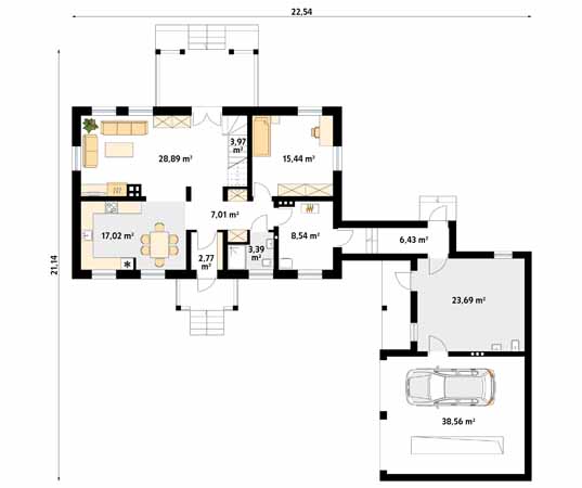 Projekt domu Szpak 2 - rzut parteru