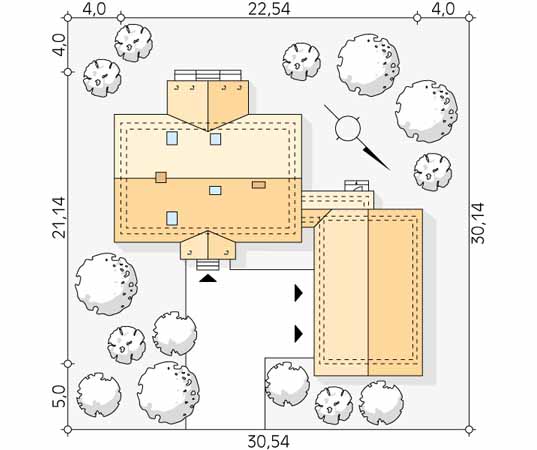 Projekt domu Szpak 2 - usytuowanie na działce