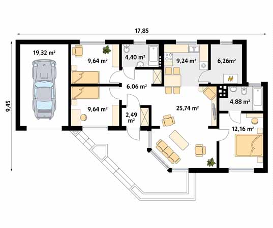Projekt domu Szyper 2 dr-S - rzut parteru