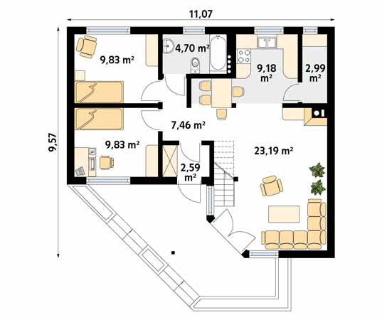 Projekt domu Szyper 7 bal-S - rzut parteru