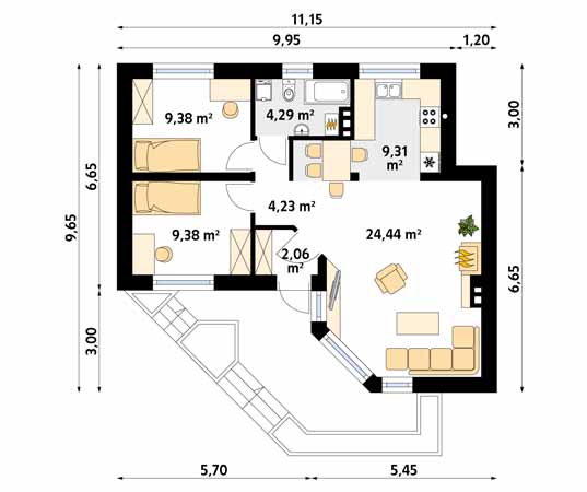 Projekt domu Szyper M - rzut parteru