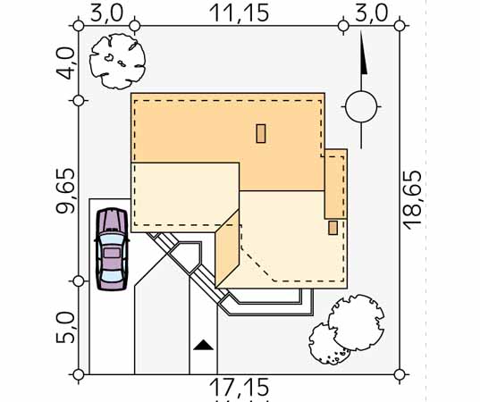 Projekt domu Szyper M - usytuowanie na działce