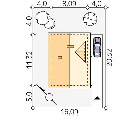 Projekt domu Takt - usytuowanie na działce