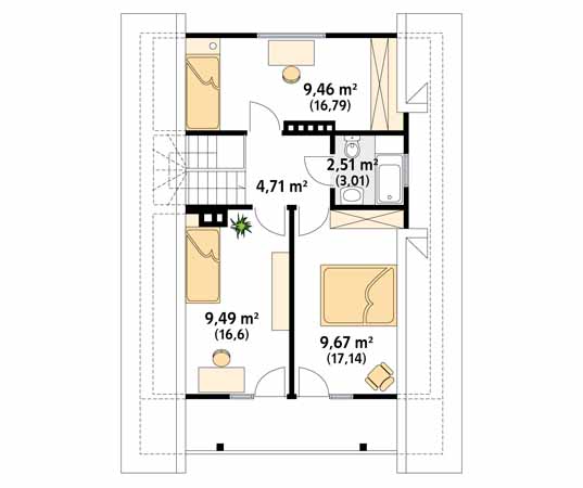 Projekt domu Takt 2 - rzut poddasza