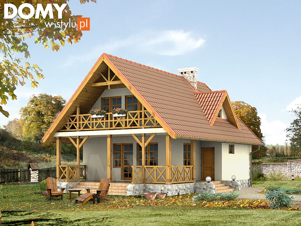 Projekt domu letniskowego z poddaszem Takt 2 - wizualizacja frontowa