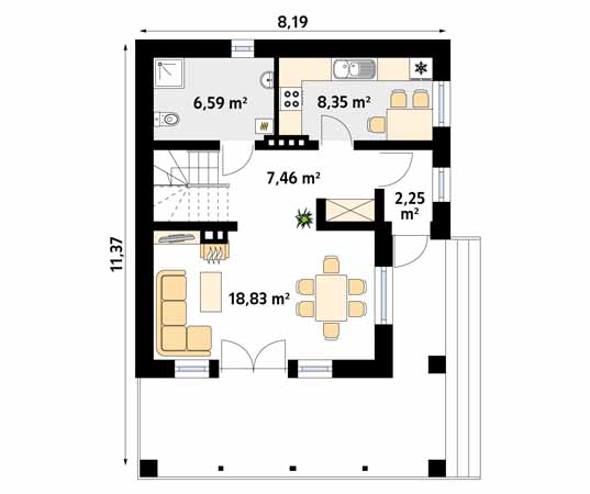 Projekt domu Takt 5 - rzut parteru