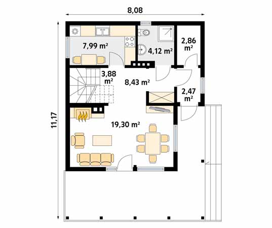 Projekt domu Takt dr-S - rzut parteru